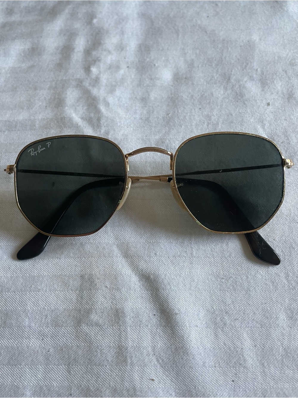 RAY BAN ITALY RB3548-N 001 58 51*21 145 3P GOLD UV Hexagonal SUNGLASSES W CASE